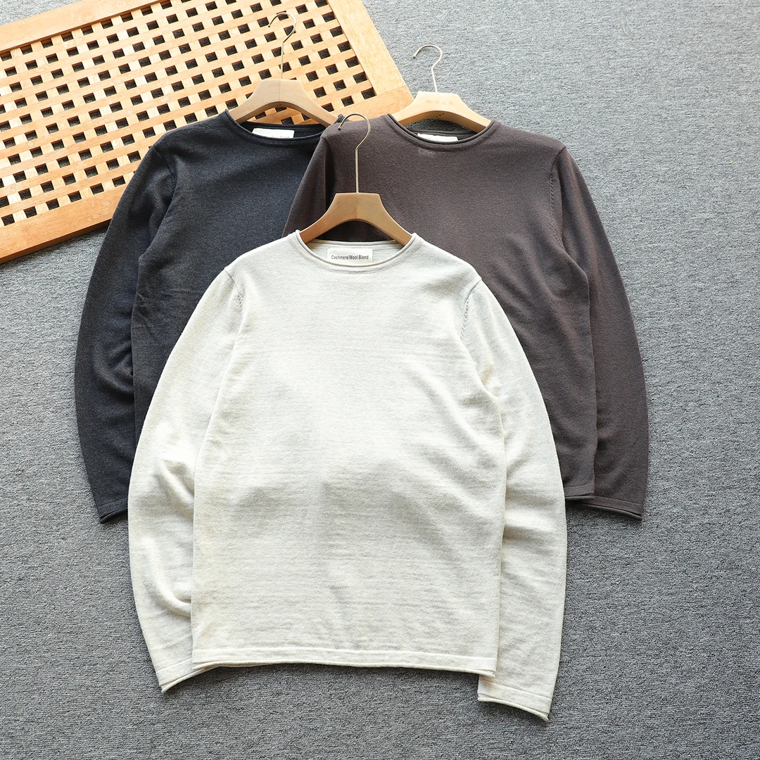 美单高端卷边设计男女同款秋冬羊绒羊毛针织衫打底衫毛衣不可机洗