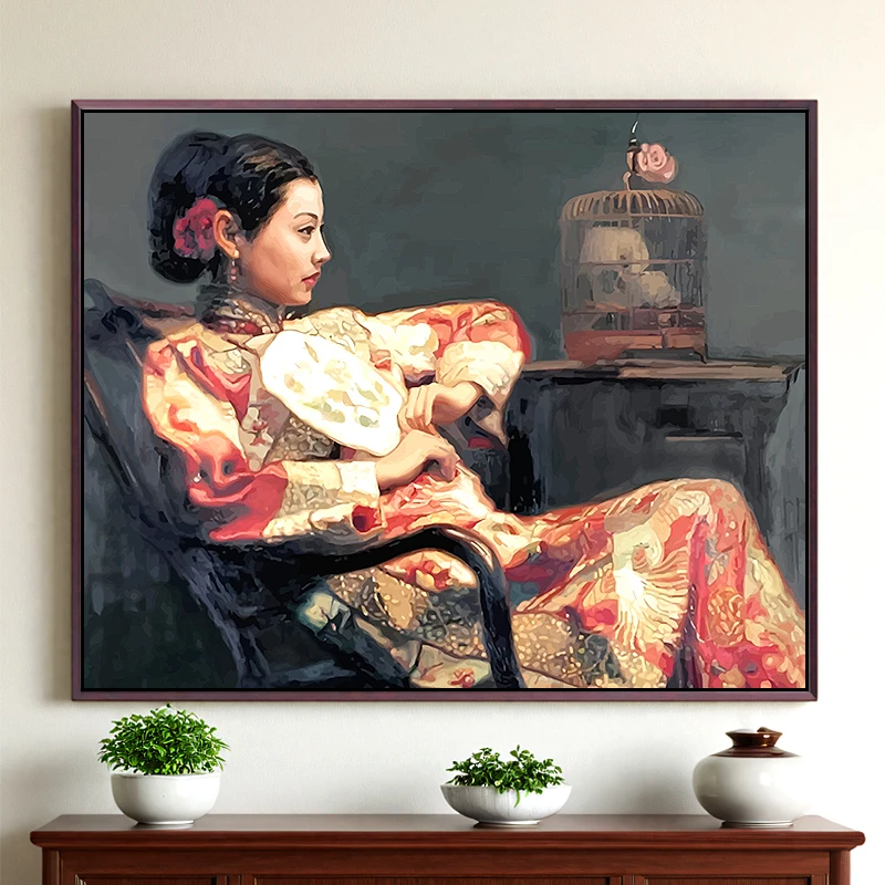 人物数字油画diy填色中式国风古典高级感手工绘油彩画 世界名画