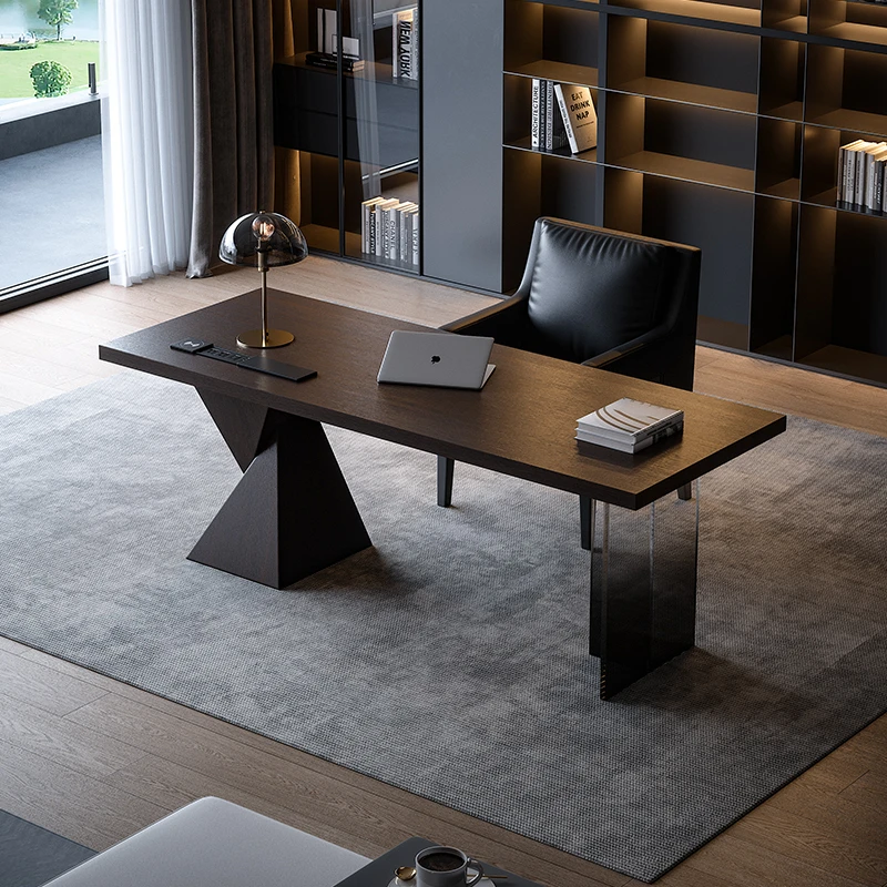 意式书桌电脑桌桌椅轻奢北欧书房台式简约书桌客厅家用极简办公桌