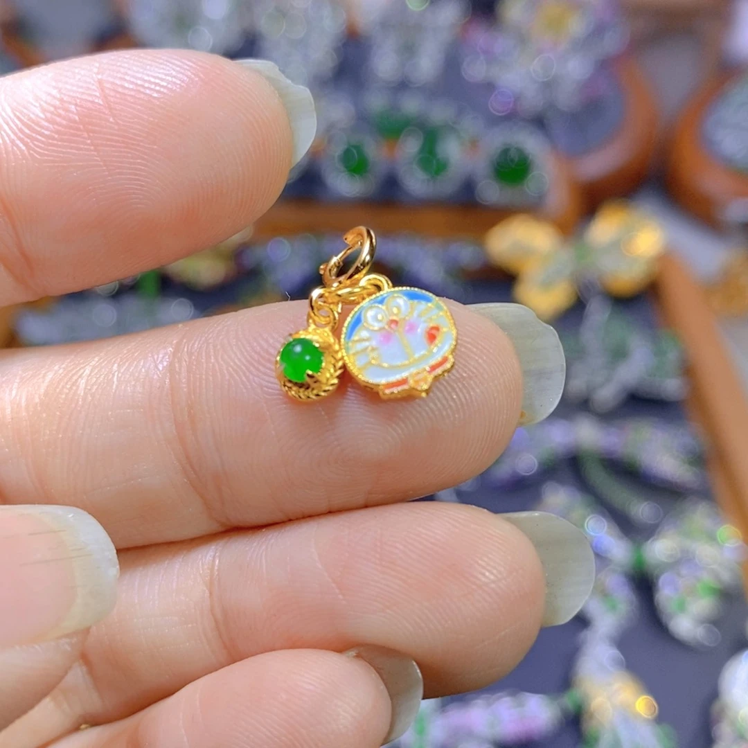 翡翠颈饰银S925镶嵌天然翡翠