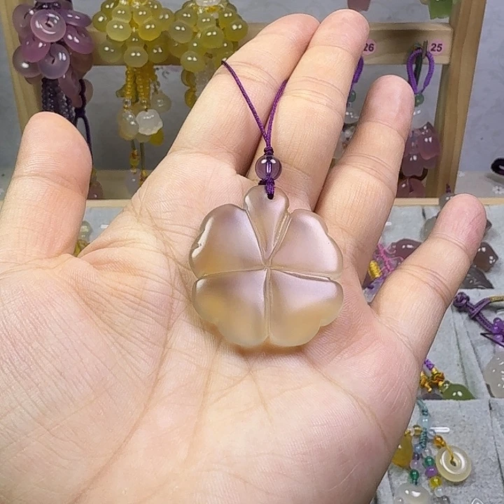 手机挂件福利款大号四叶草紫色绳子