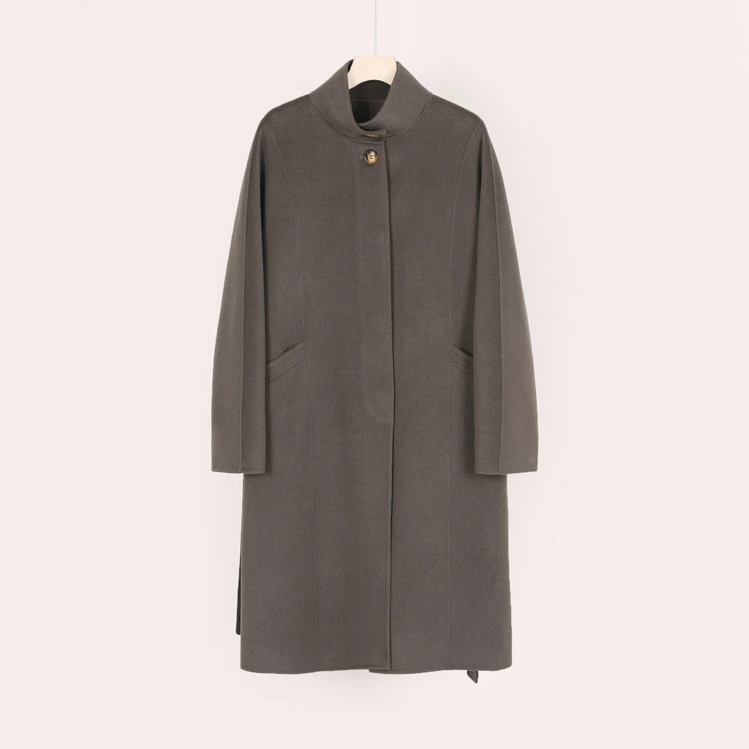 【北总严选】暗扣立领中长款大衣22501外套
