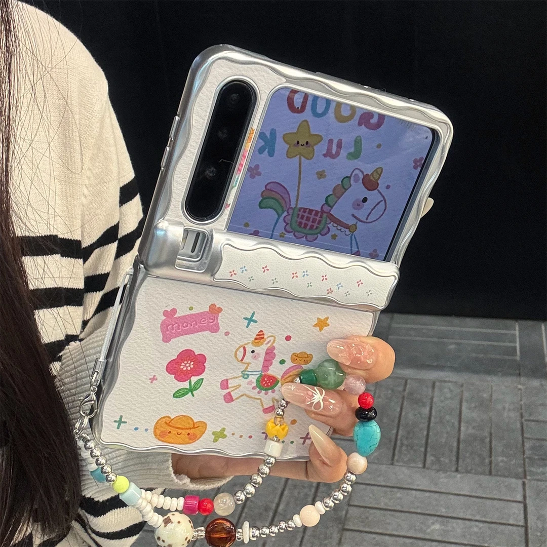 适用华为purax典藏版折叠屏手机壳PuraX可爱卡通彩色皮质元宝小马