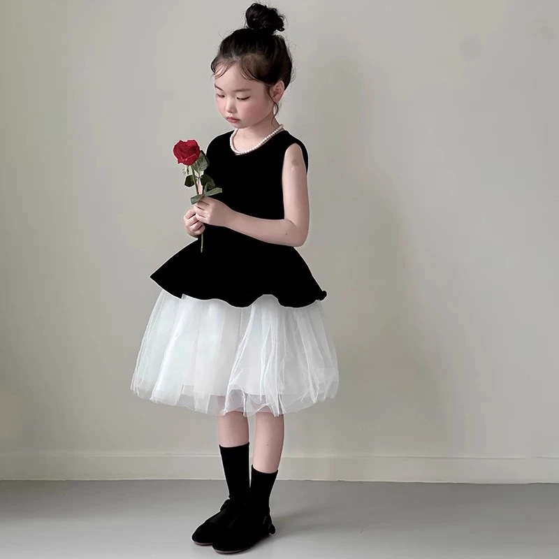 女童公主礼服裙夏季2025新款女孩夏装洋气时髦背心裙高级感连衣裙