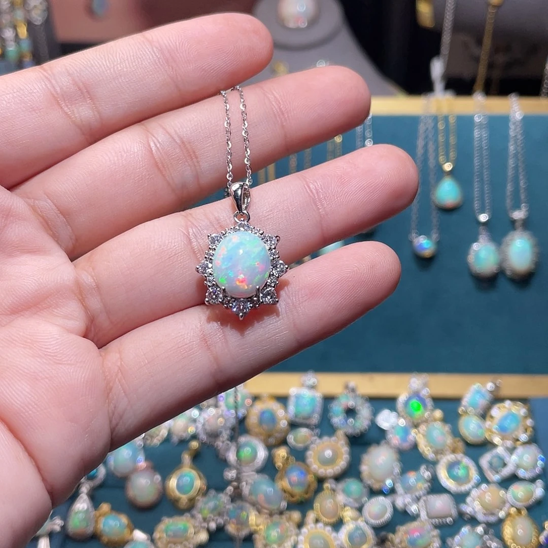 银S925镶嵌欧泊吊坠）清*