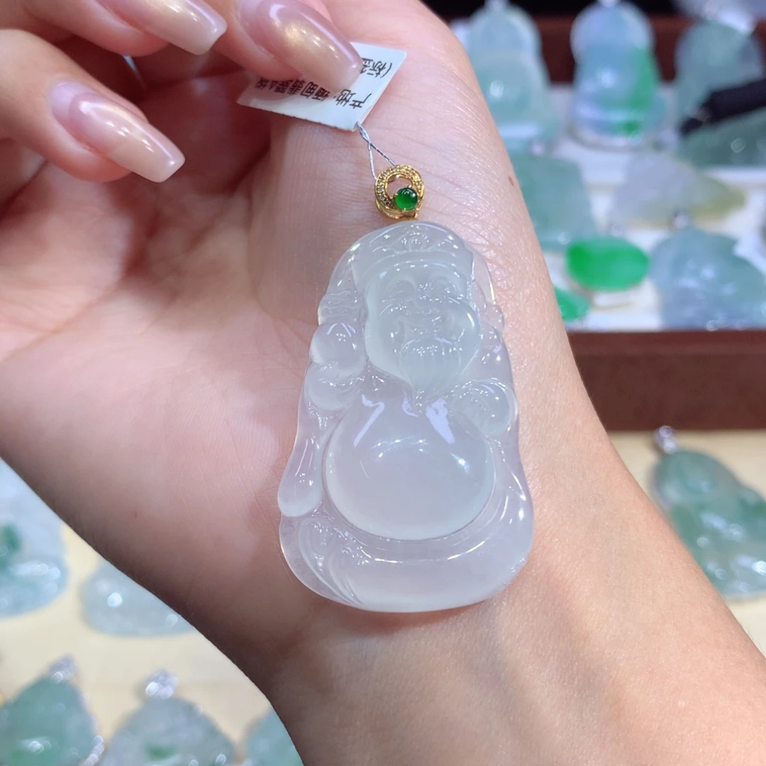 吊坠(不含链)18K金镶嵌翡翠