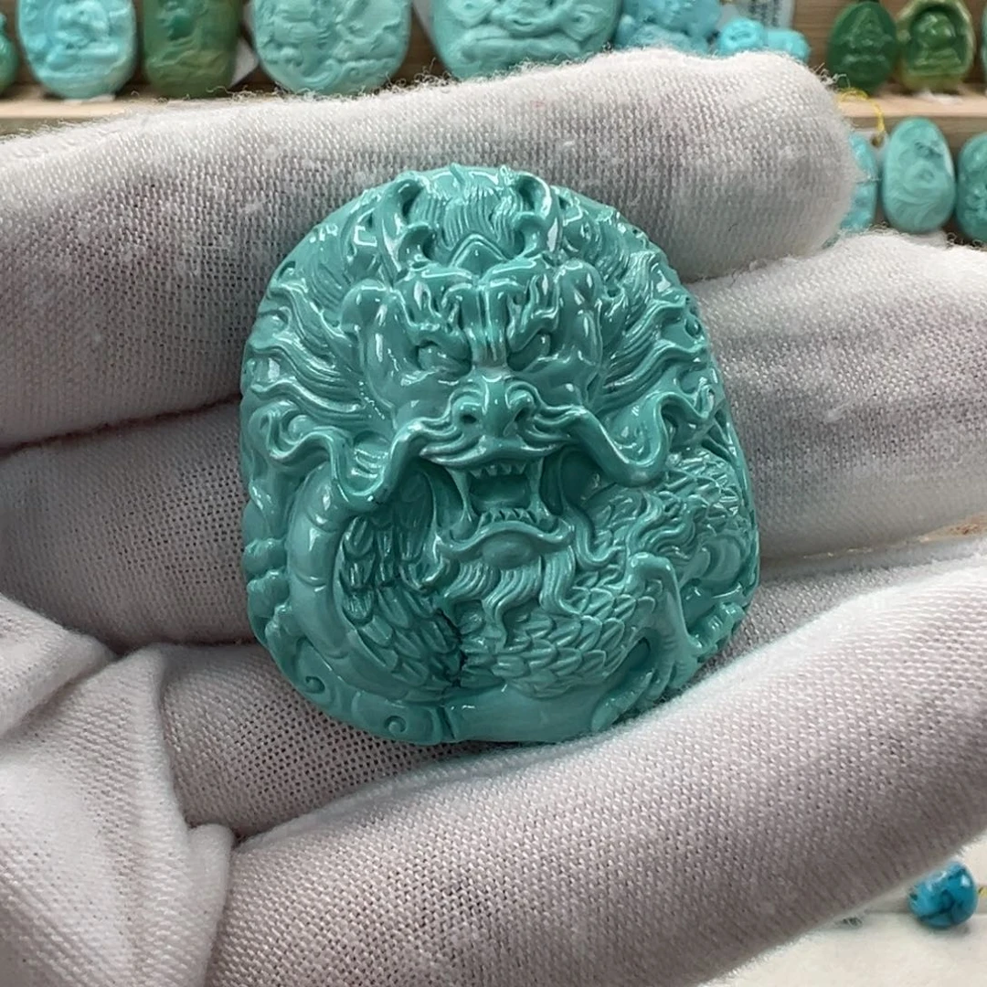 未镶嵌绿松石龙牌32mm