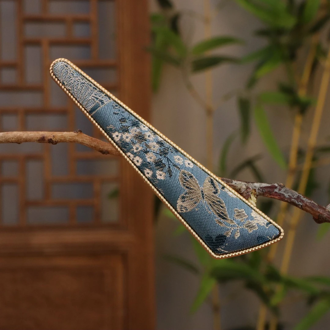 【青花蝶舞】非遗宋锦发夹-古风可爱日常手工制作