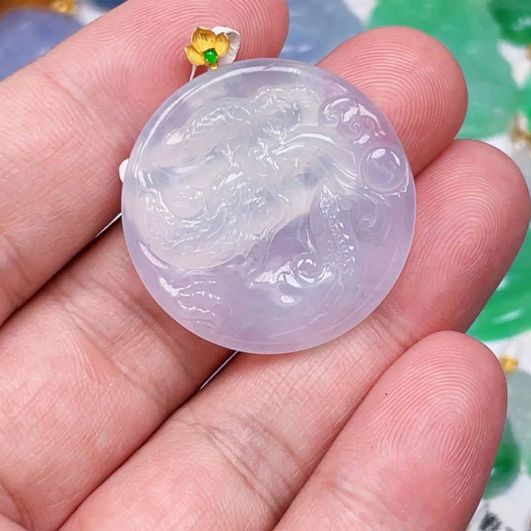 翡翠18K金镶嵌吊坠(不含链)