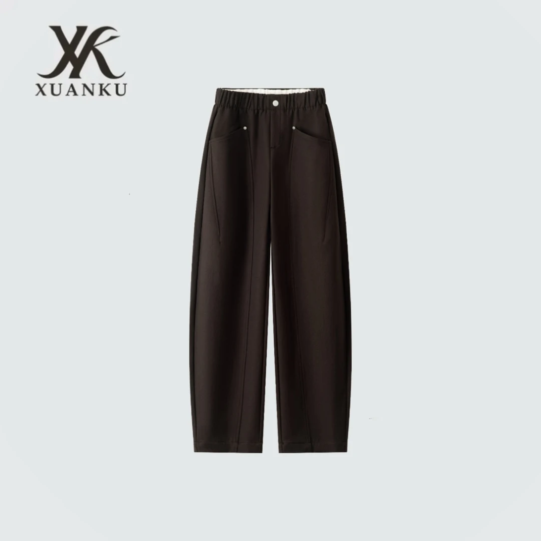 【XUANKU】25秋冬新款加厚特舒棉不皱不鼓包舒适休闲弯刀长裤2668