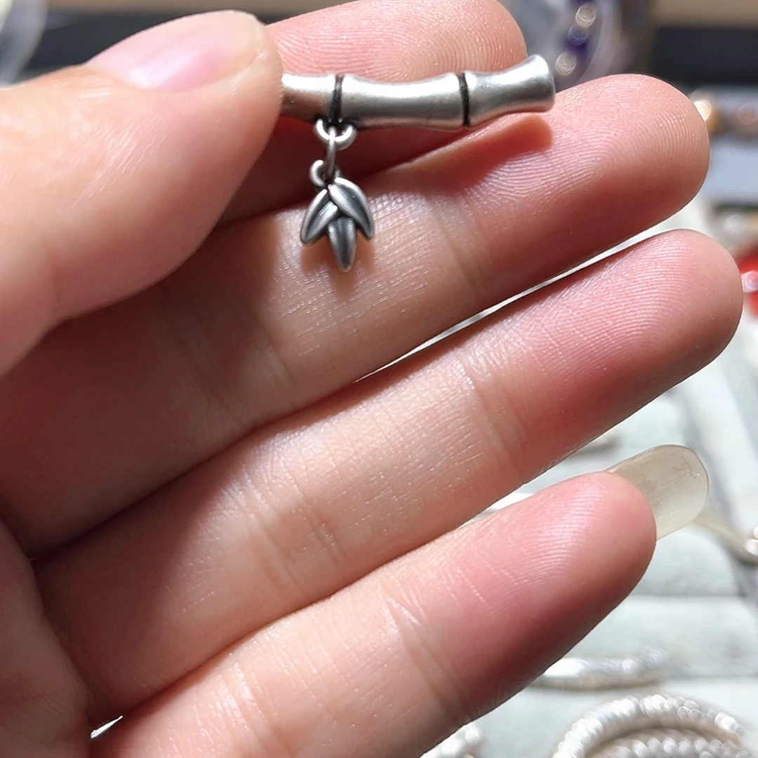 吊坠足银珐琅竹节