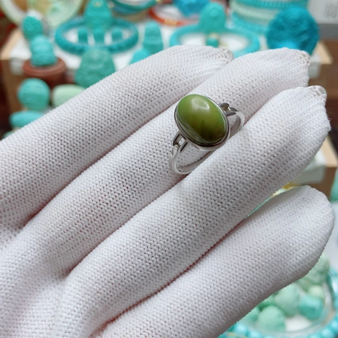 绿松石银S925镶嵌戒指