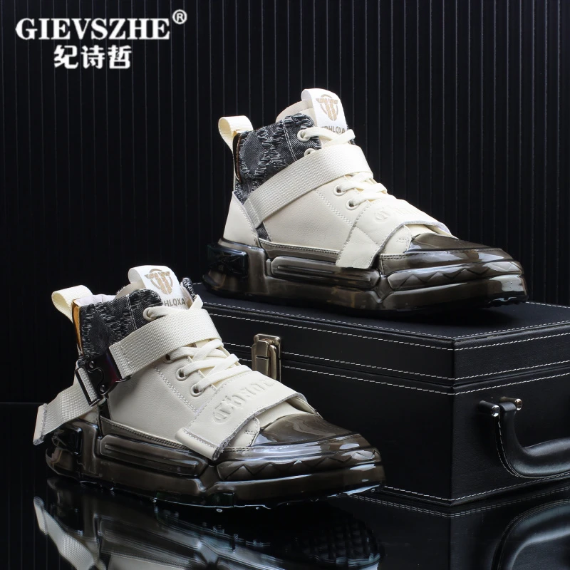 【轻奢板鞋】纪诗哲高级感潮牌轻奢痞帅时尚高帮鞋秋轻奢高帮男板鞋