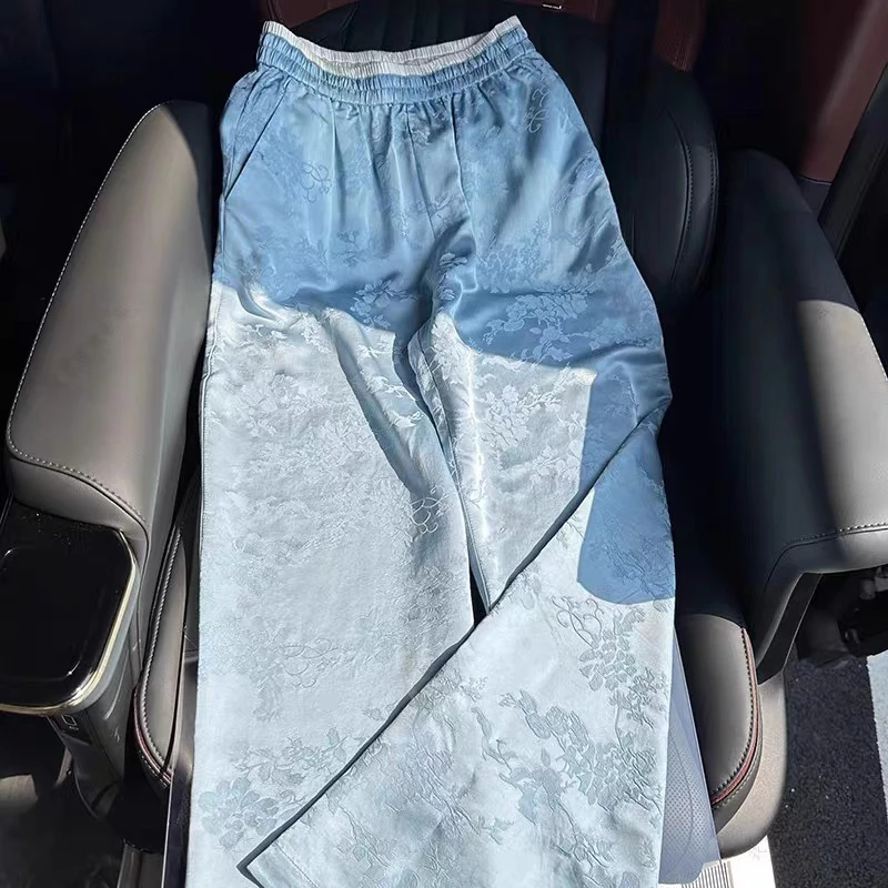 南油朱朱提花直筒裤子704