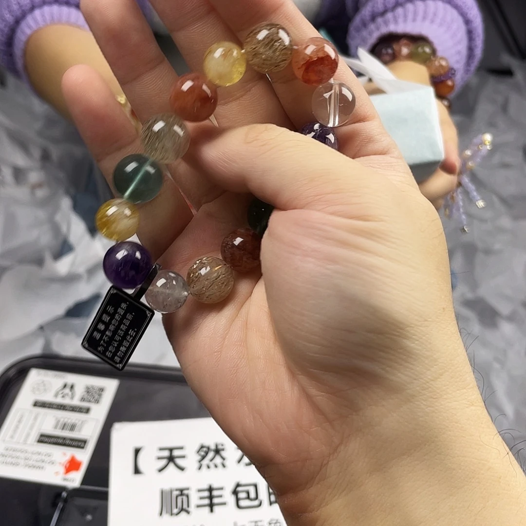 水晶银S925镀金镶嵌手串