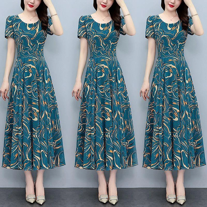 连衣裙2025新款夏季洋气气质中年妈妈显瘦裙子