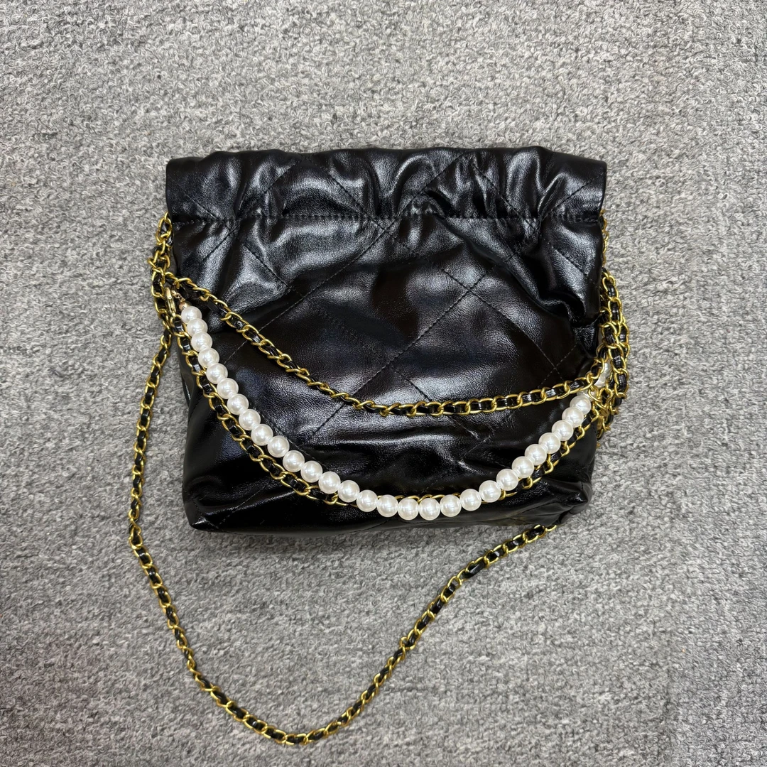 【E19】   新款经典22bag珍珠垃圾袋小号-黑色