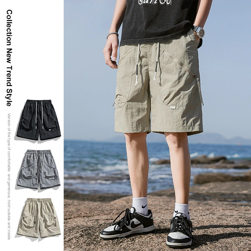 夏季爆款百搭宽松速干纯色短裤男沙滩裤韩版宽松透气舒适冰丝短裤