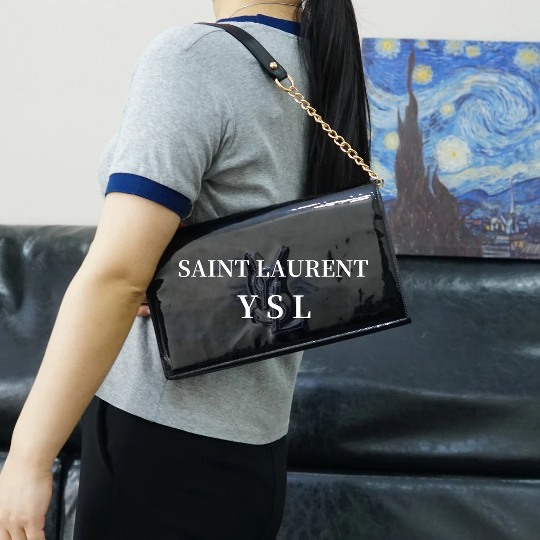 95新 YSL/圣罗兰 黑色浮雕字母单肩包/ZH04710851/0851