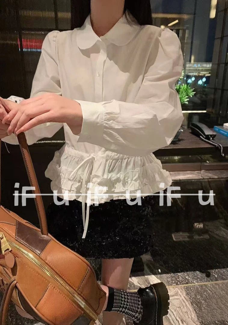 韩/气质抽绳衬衫