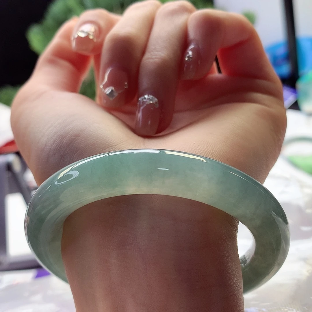 翡翠手镯未镶嵌天然翡翠55-56宝石绿胖圆显白神器