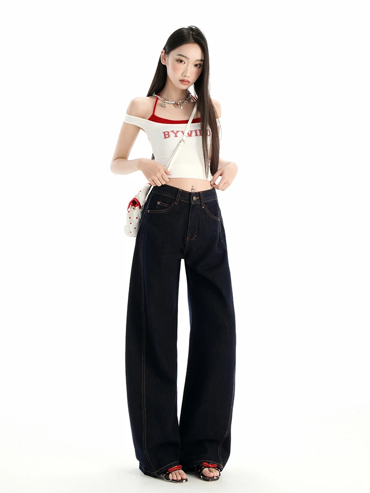 2025秋季百搭阔腿裤薄款百搭夏季高腰牛仔裤辣妹美式裤子1123