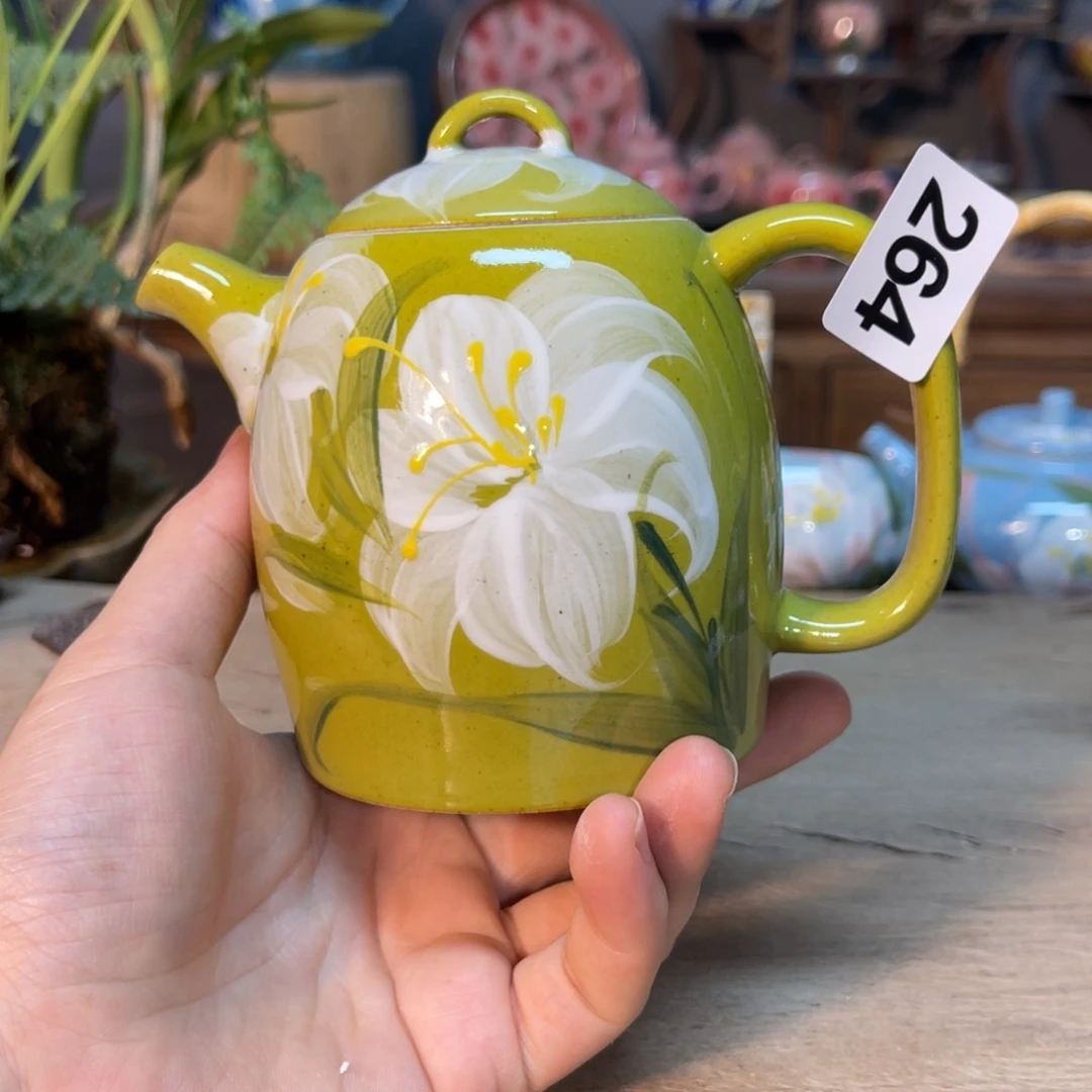 壶素浅陶瓷手工手绘