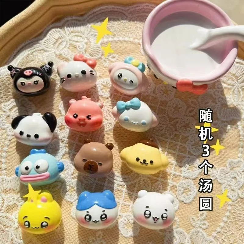 新款元宵三丽鸥汤圆石膏娃娃小蒸笼儿童手工制作玩具彩绘白模填色