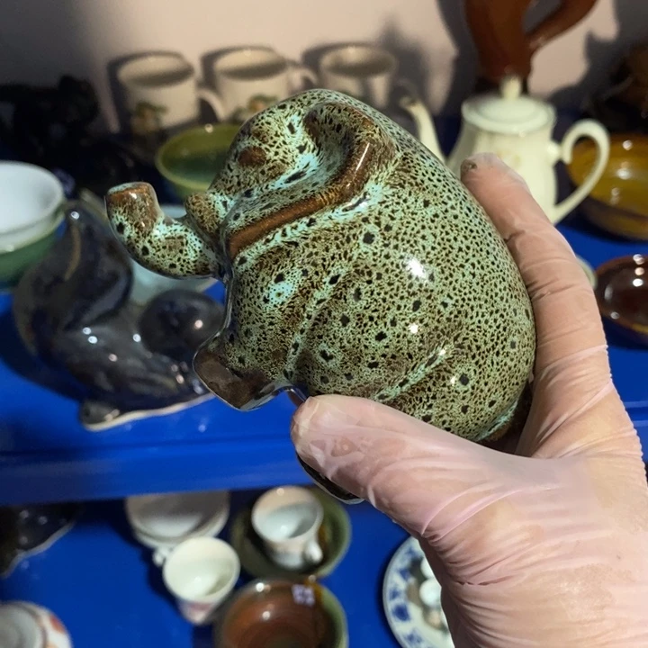 瓷片七厂窑变小象摆件