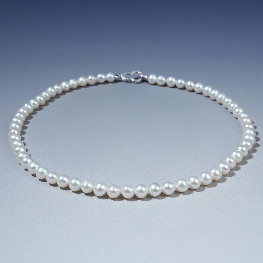 7-8mm玥光H022 无核S925银淡水珍珠项链45cm