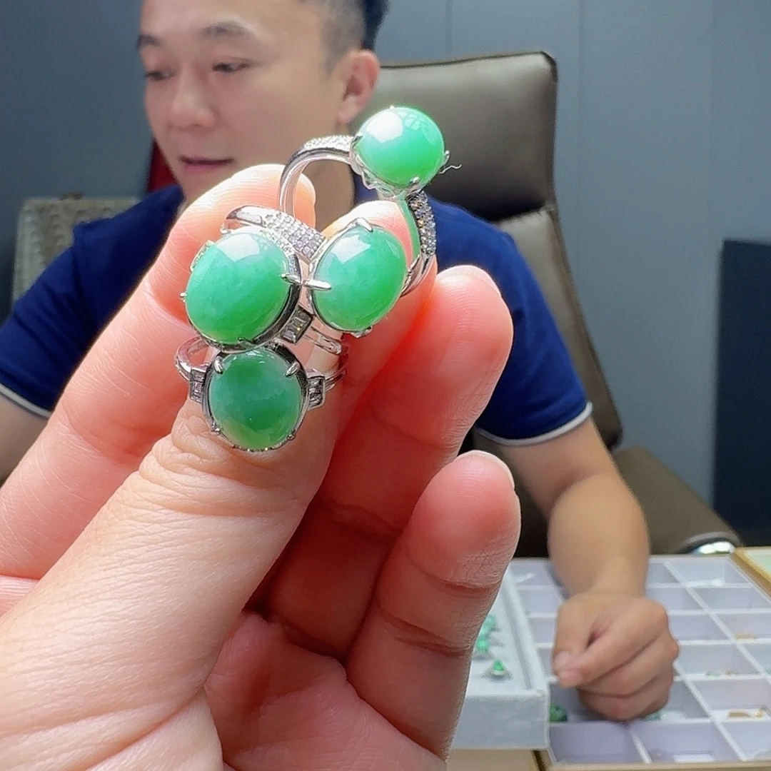 银S925镶嵌戒指翡翠多样性发货其一