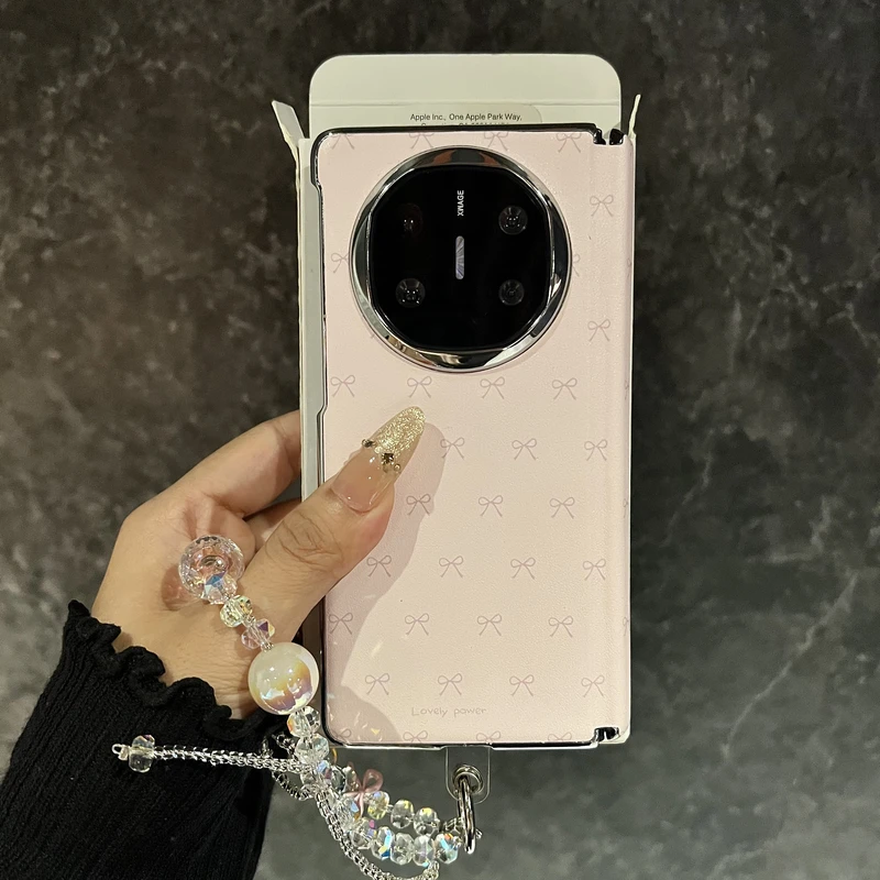 适用粉色蝴蝶结华为matex6折叠屏手机壳vivoxfold5中轴保护matex5