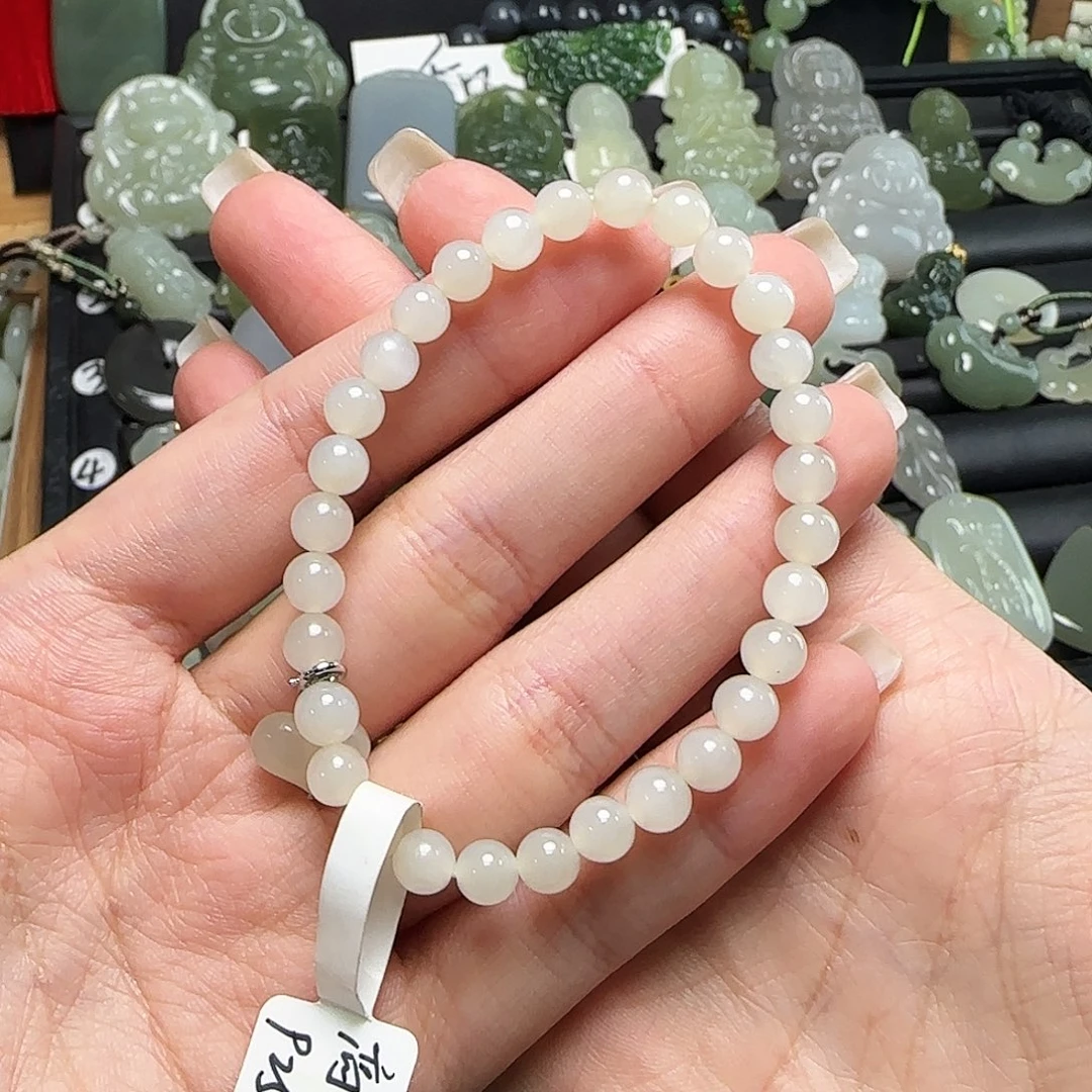 银S925镶嵌手串和田玉