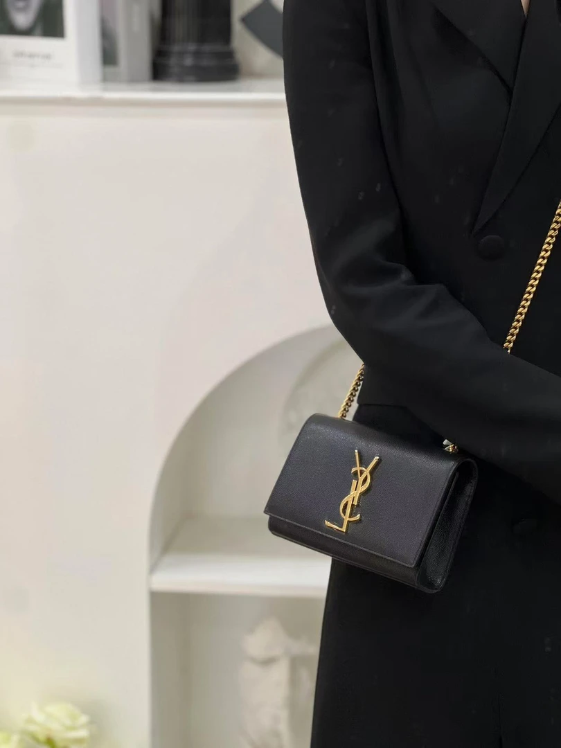 95新 YSL/圣罗兰 kate黑金荔枝纹mini斜挎包/甄选