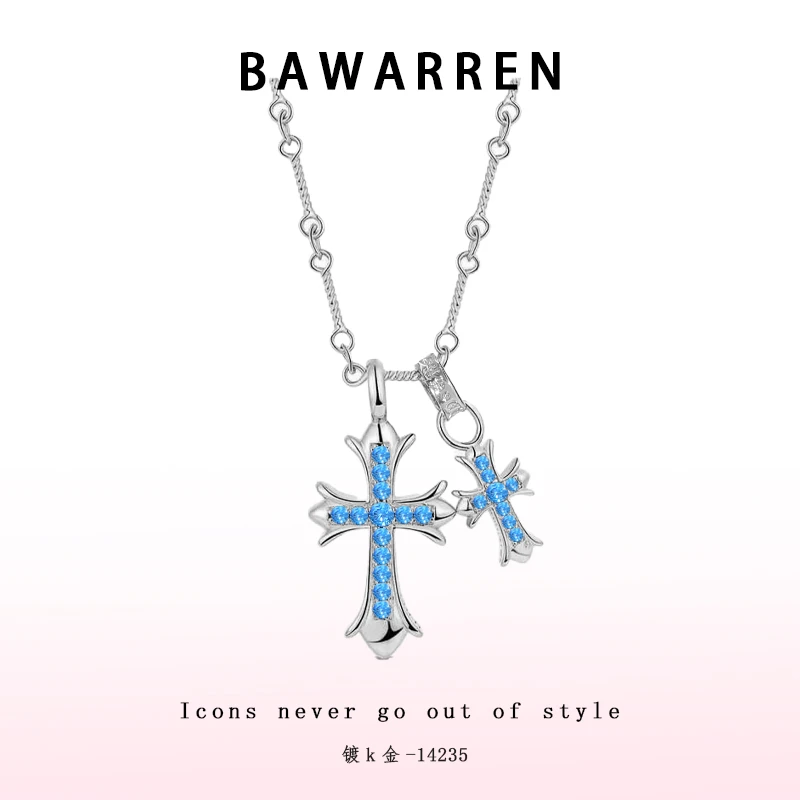 Bawarren 14235-【蓝十字】轻奢百搭项链时尚