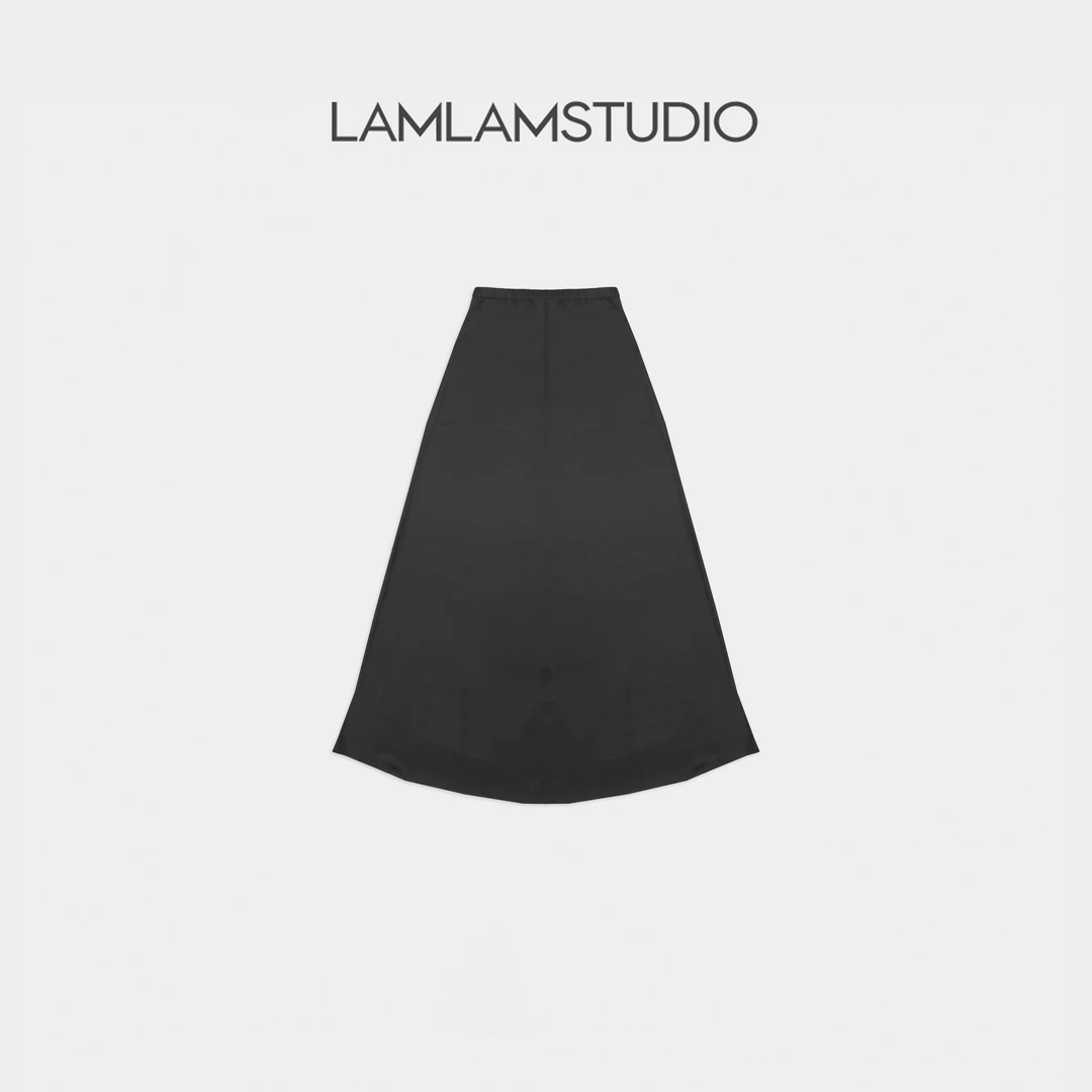 LAMLAM 张一琳“暗夜鎏光”A字半身裙时尚黑色半裙纯色半身裙轻奢