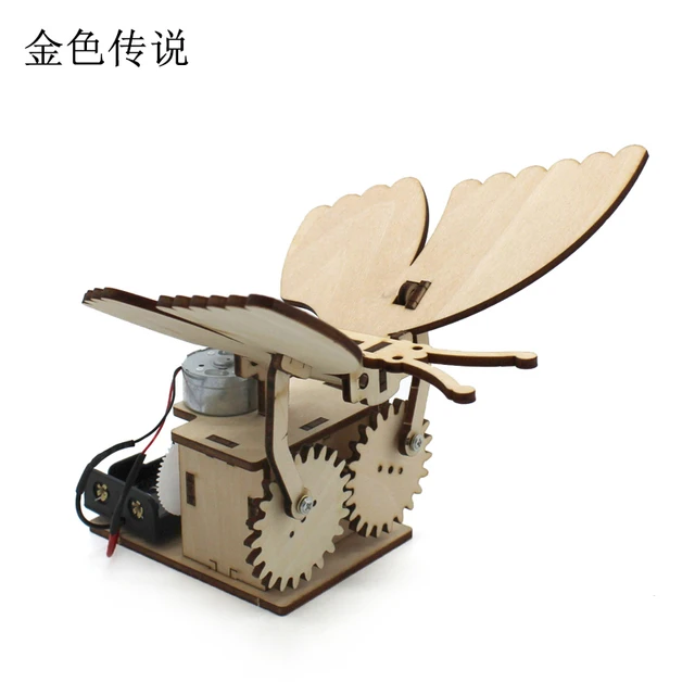 涂色机械蝴蝶1号小学生diy手工拼装玩具科技小制作模型材料包儿童