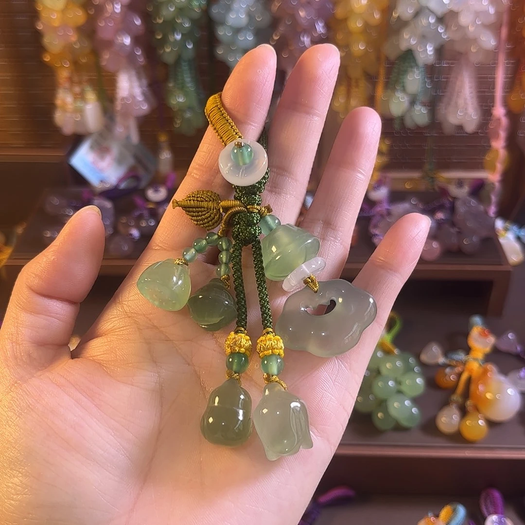 未镶嵌车挂玛瑙/玉髓钥匙挂件