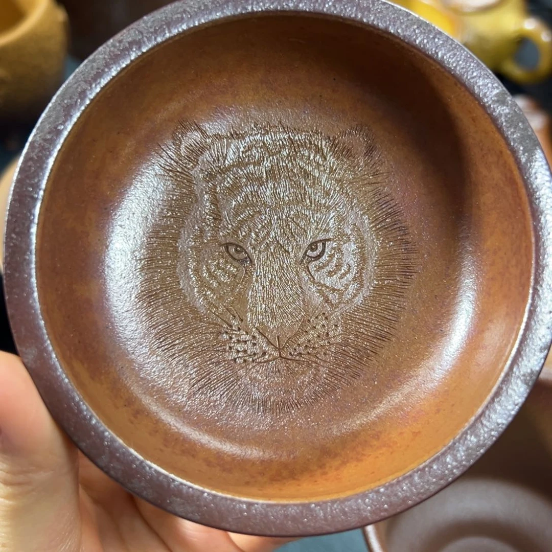 用***2紫砂茶杯柴烧主人杯