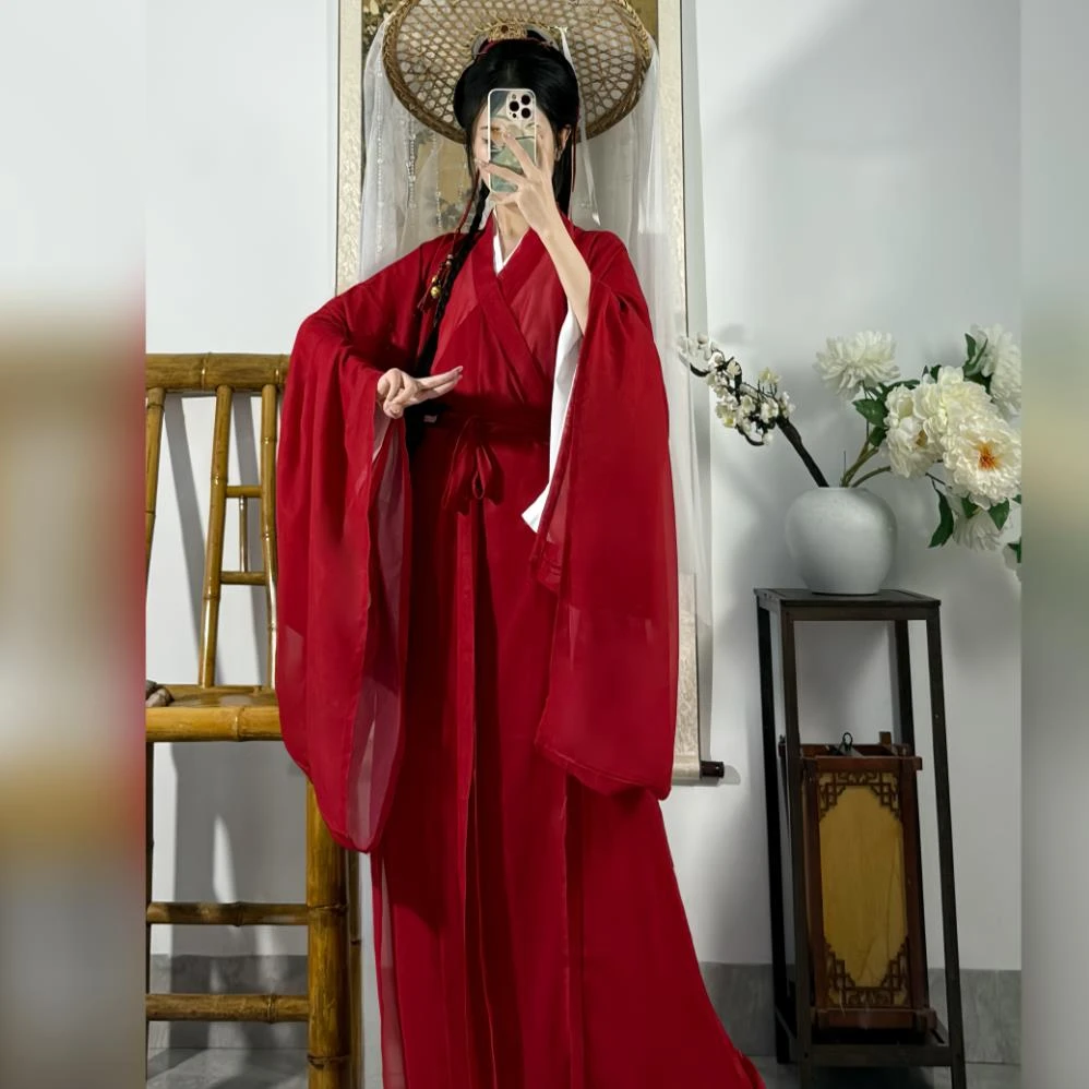 原创汉服女侠客春秋魏晋武侠风剑客帅气红色白色飘逸2025仙气