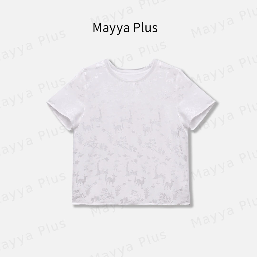 【白羽】Mayya Plus麦芽定制小众气质短袖T恤圆领显瘦上衣32528108