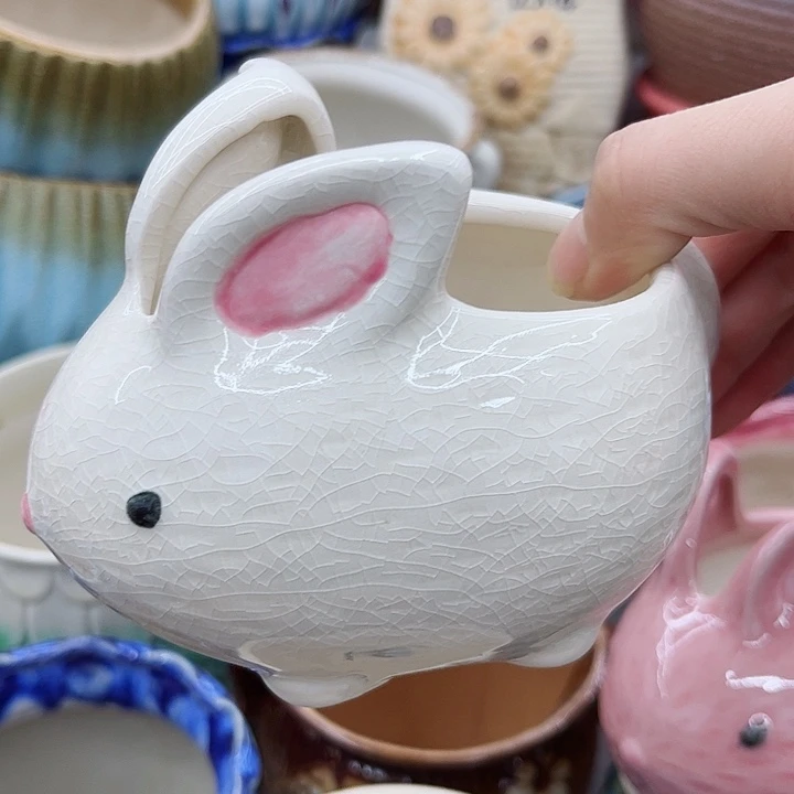 多肉绿植陶瓷花盆9.9包邮，有孔