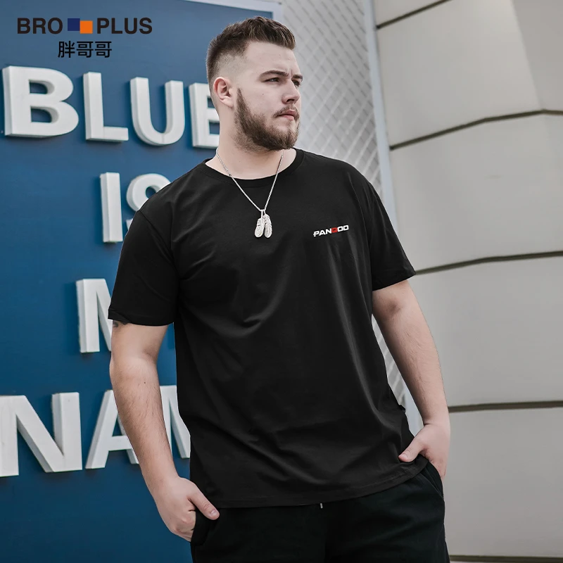 胖哥哥高街美式大码休闲衣服男士高级感夏季黑色冰丝t恤短袖上衣