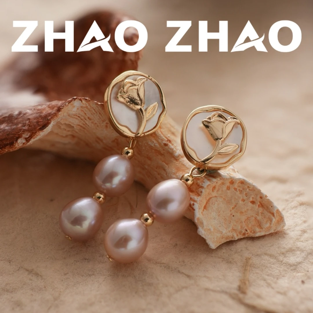 铜合金耳饰 「玫瑰之约」大自然裸珠款法式ins风高级感耳饰