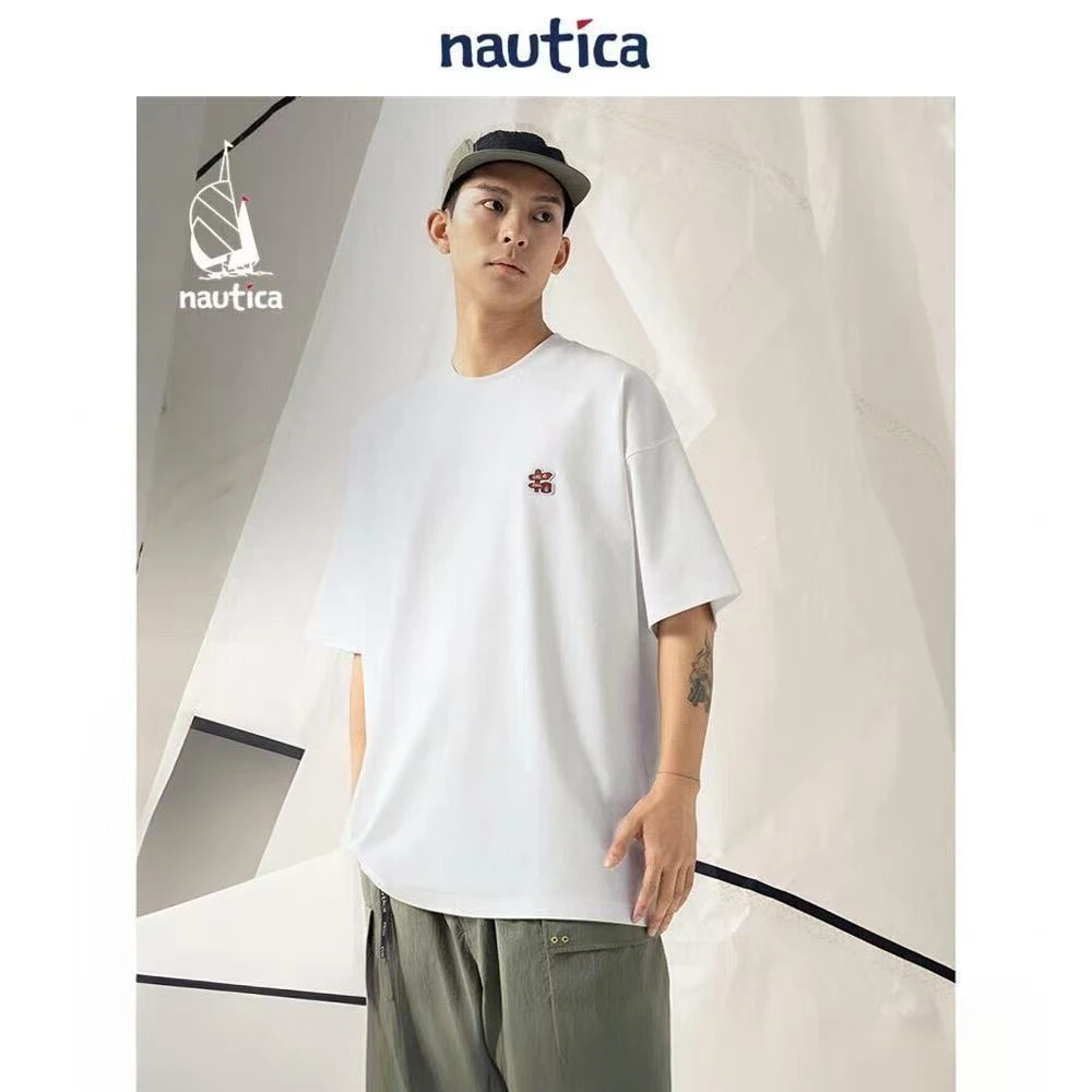 Nautica White Sail日系户外宽松简约印花潮牌百搭短袖T恤TW4136