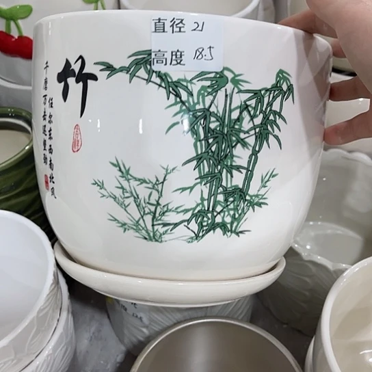 多肉绿植陶瓷花盆9.9包邮，有孔