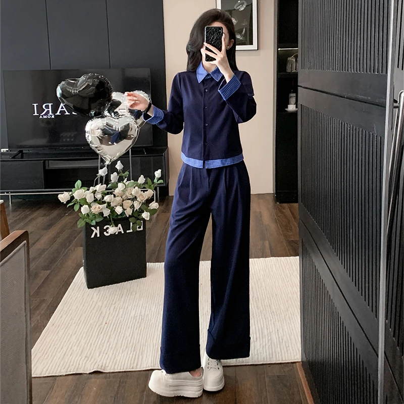 休闲运动套装女秋季2025新款洋气POLO领上衣长裤穿搭一整套两件套