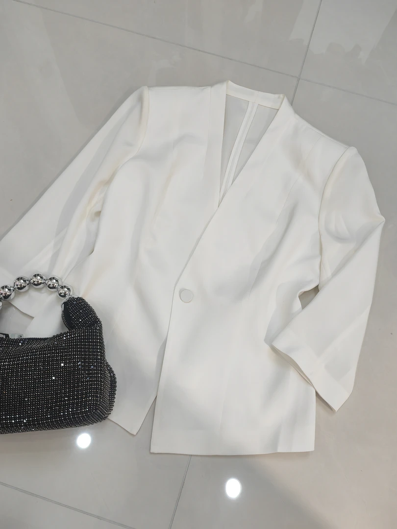 桑蚕丝立领西装外套