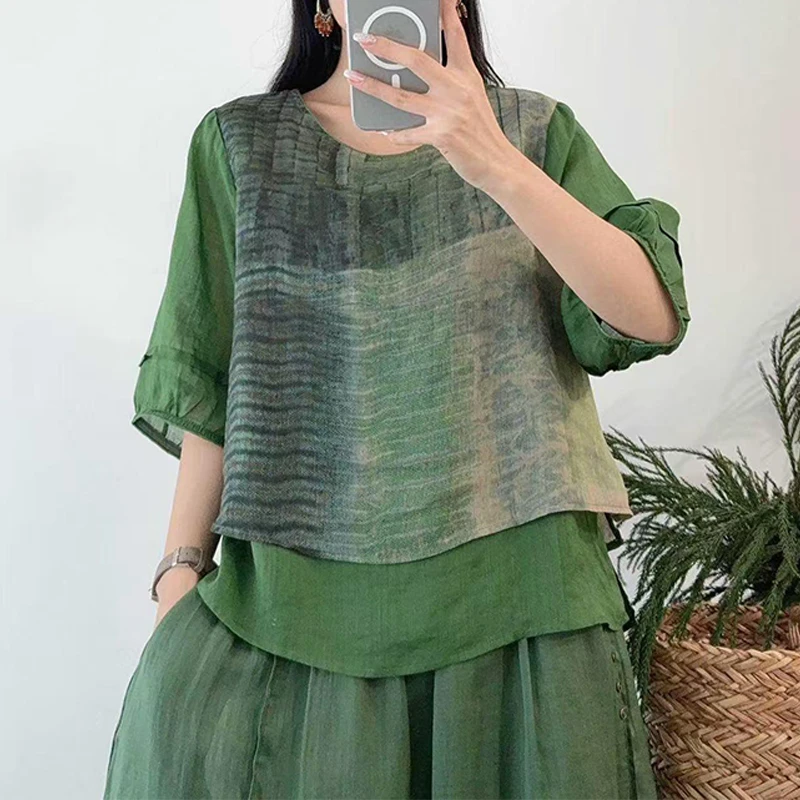 韩系慵懒风短袖衬衫女洋气减龄上衣胖mm显瘦遮肉大码女装新款夏装