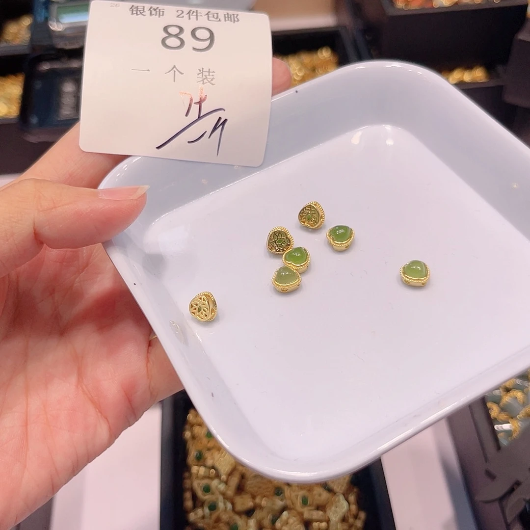 珠宝半成品银S925镀金镶嵌水晶89 。